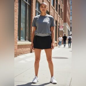 NEW, Lolë, Black Athletic Skort Size L Tennis Golf Running Skirt | 4-Way Stretch